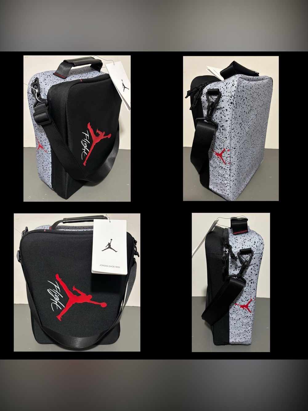 Jordan Jumpman FLIGHT Shoebox Bag W SHOULDER STRAP & HANDLE Black / Wolf New!!